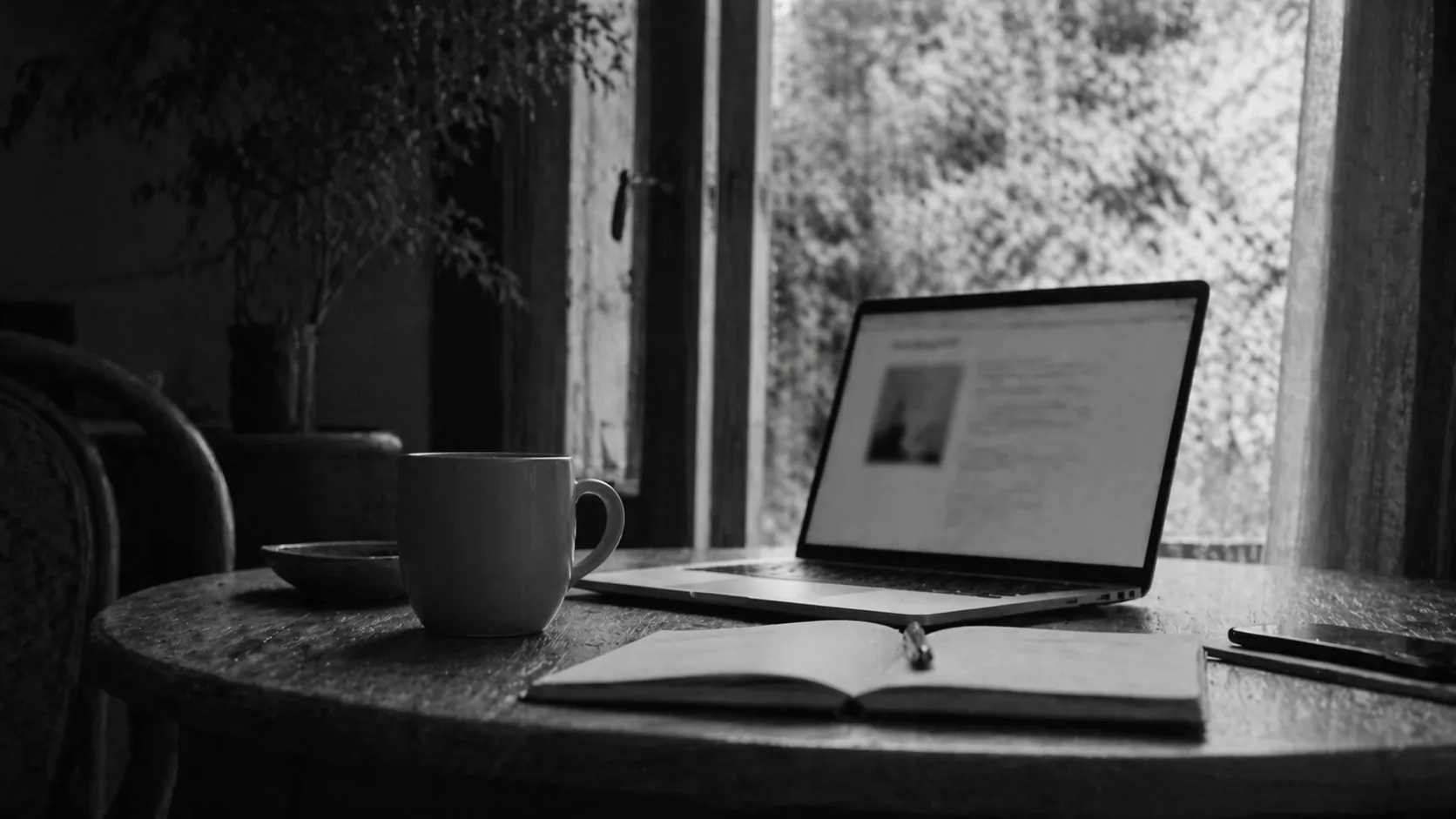 Carnet, tasse et ordinateur avant un premier échange